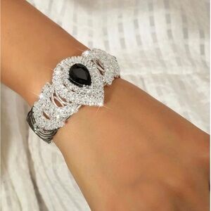 Elegant Silver and Black Women's Bracelet